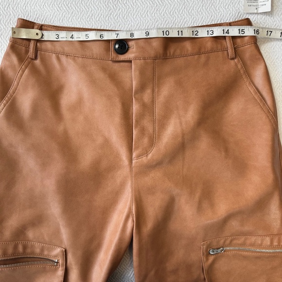NWT Avec Les Filles High Rise Vegan Leather Wide Leg Cargo Pants Women Sz M - Picture 11 of 14